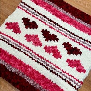 Handmade Heart Patterned Knit Blanket